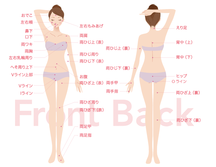 シースリー(C3)那覇新都心店は全身53ヶ所脱毛